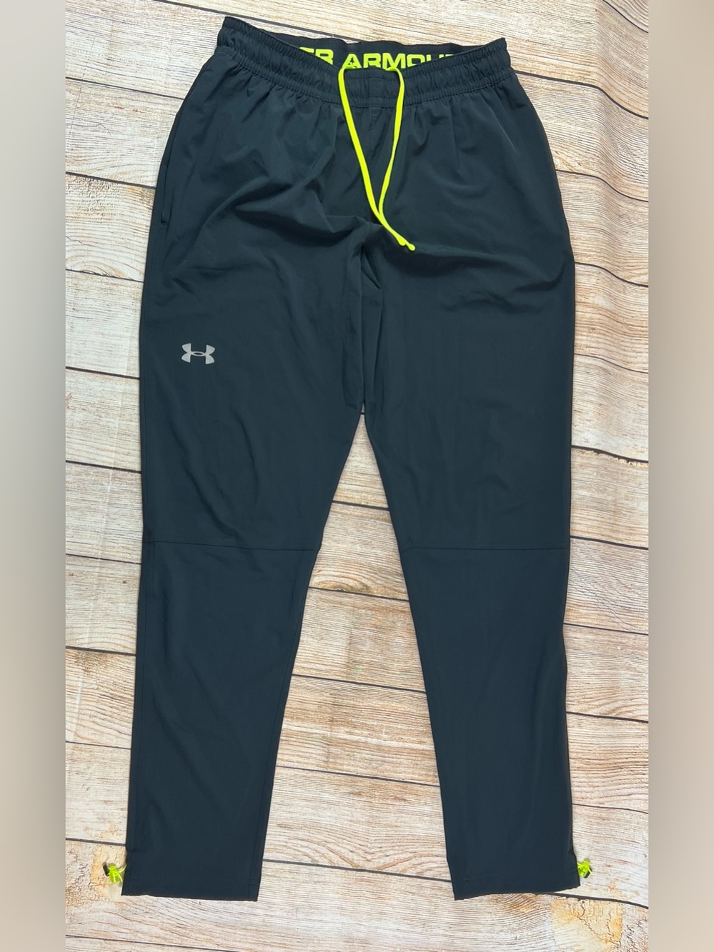 Mens Under Armour Storm HeatGear Running Pants Black Size Large Fitted 1253599